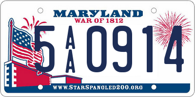 MD license plate 5AA0914