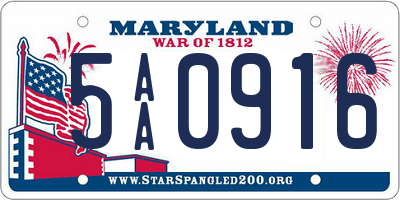 MD license plate 5AA0916