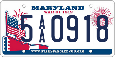 MD license plate 5AA0918