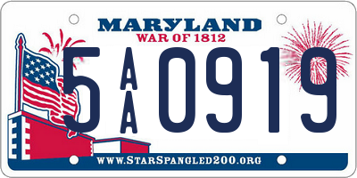 MD license plate 5AA0919