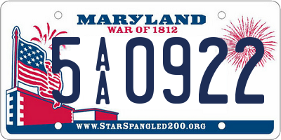 MD license plate 5AA0922