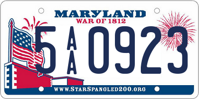 MD license plate 5AA0923