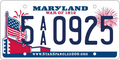 MD license plate 5AA0925