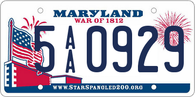 MD license plate 5AA0929