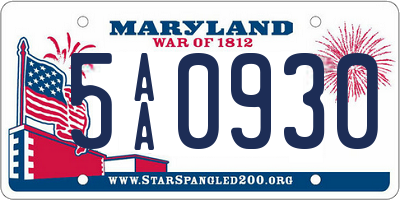 MD license plate 5AA0930