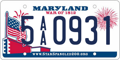 MD license plate 5AA0931