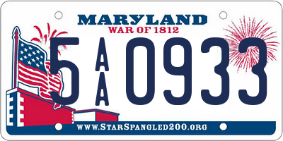 MD license plate 5AA0933