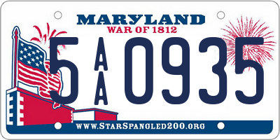 MD license plate 5AA0935