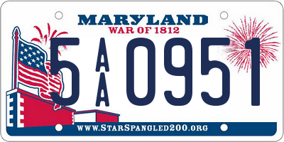 MD license plate 5AA0951