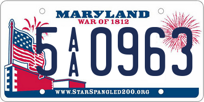 MD license plate 5AA0963