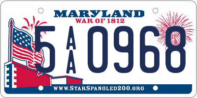MD license plate 5AA0968