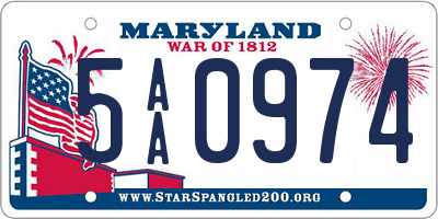 MD license plate 5AA0974