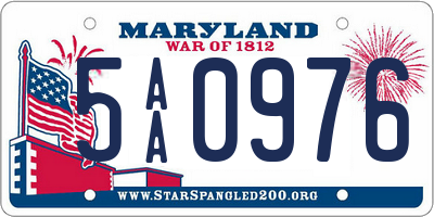 MD license plate 5AA0976