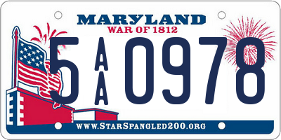 MD license plate 5AA0978