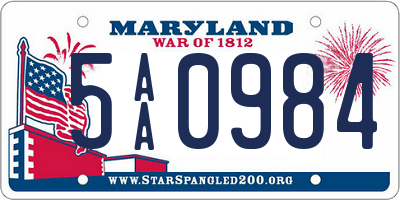 MD license plate 5AA0984