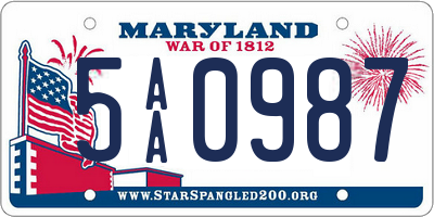 MD license plate 5AA0987