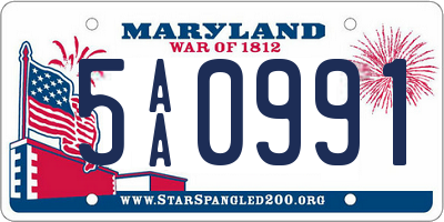 MD license plate 5AA0991