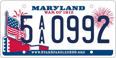 MD license plate 5AA0992