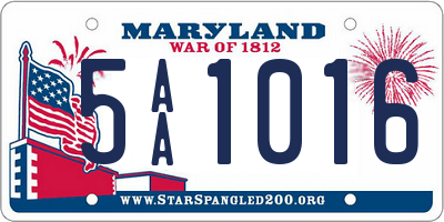 MD license plate 5AA1016