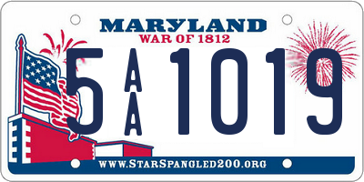 MD license plate 5AA1019