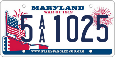 MD license plate 5AA1025