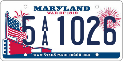 MD license plate 5AA1026
