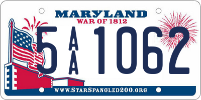 MD license plate 5AA1062