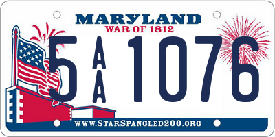 MD license plate 5AA1076