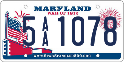 MD license plate 5AA1078