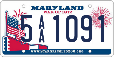 MD license plate 5AA1091