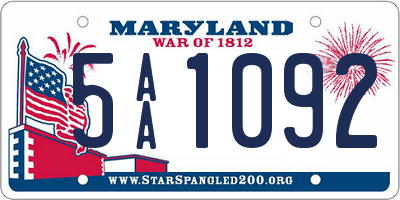 MD license plate 5AA1092