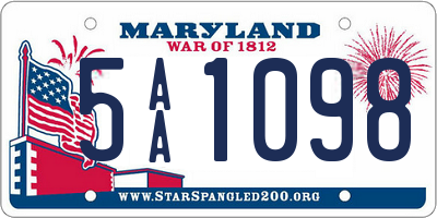 MD license plate 5AA1098