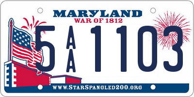 MD license plate 5AA1103