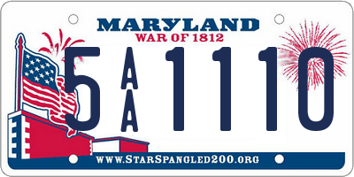 MD license plate 5AA1110