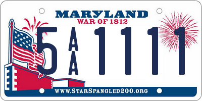 MD license plate 5AA1111