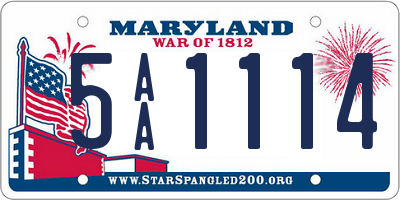 MD license plate 5AA1114