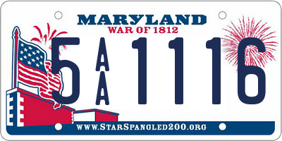 MD license plate 5AA1116