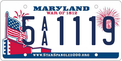 MD license plate 5AA1119