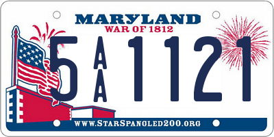 MD license plate 5AA1121