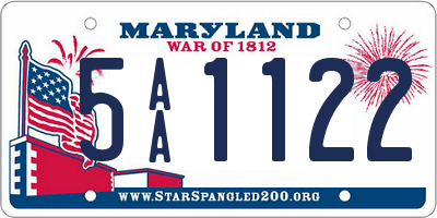 MD license plate 5AA1122