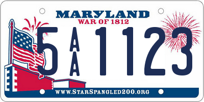 MD license plate 5AA1123