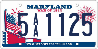 MD license plate 5AA1125