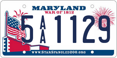 MD license plate 5AA1129