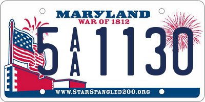 MD license plate 5AA1130