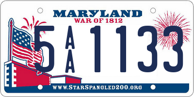 MD license plate 5AA1133