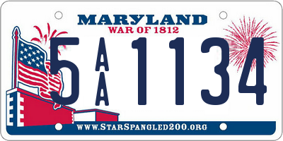 MD license plate 5AA1134