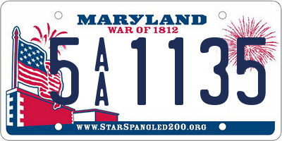 MD license plate 5AA1135