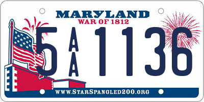 MD license plate 5AA1136