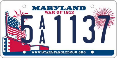 MD license plate 5AA1137