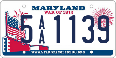 MD license plate 5AA1139